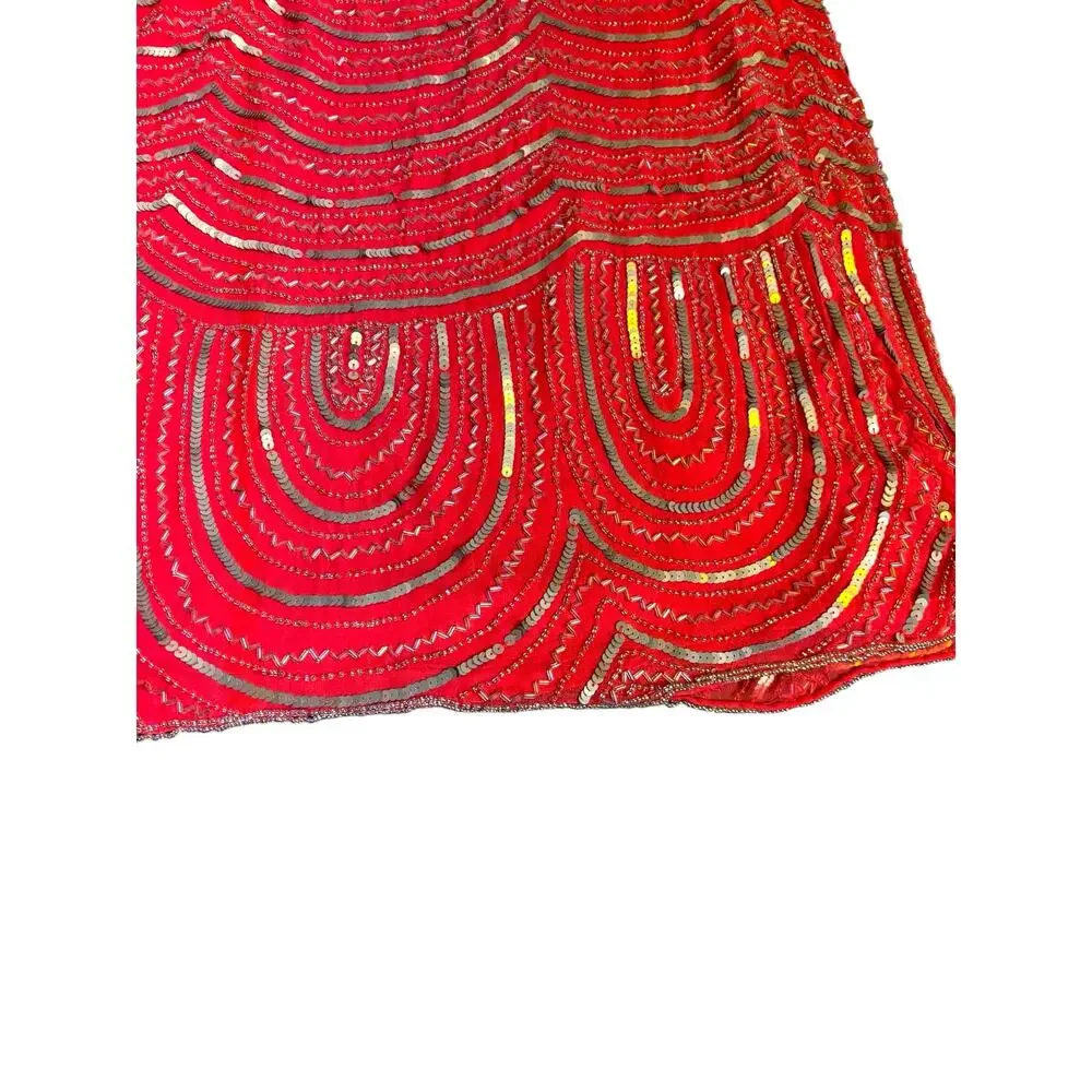 Parker NWT‎ Fuchsia Beaded Dress L Art Deco  Cocktail Party Holiday